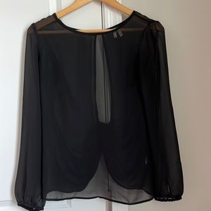 Open back see through blouse